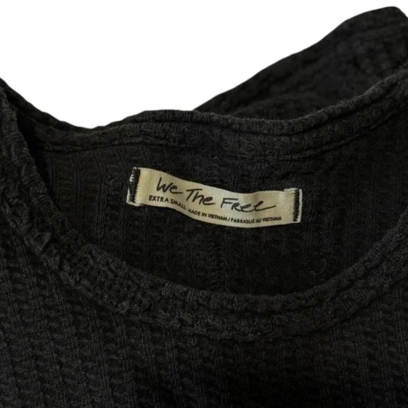 WE THE FREE - Roll with it waffle Thermal Long Sleeve Top Black / Charcoal XS - Picture 8 of 9